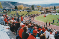 Thumbnail for 'A crowd readies for the 2001 Homecoming football game.  '