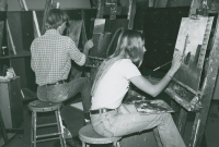Thumbnail for 'Art students working at their easels circa 1980.'