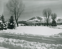 Thumbnail for 'Winter view of  the Student Union from the north-northeast, circa early 1960s.'