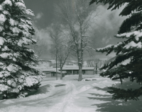 Thumbnail for 'Winter view of the Student Union from the southeast, early 1960s.'