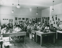 Thumbnail for 'Mina Burney conducts an art class--probably for teachers during summer session--in Taylor Hall, circa 1950.'