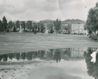 Thumbnail for 'Irrigation is in full summer swing west of Taylor Hall, circa early 1940s.'