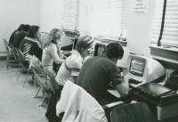 Thumbnail for 'Western students work on their computer programming assignments in Leslie J. Savage Library's computer lab, circa late 1980s.'