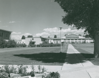 Thumbnail for 'View of Wright Gymnasium from the south, circa mid-1970s.'
