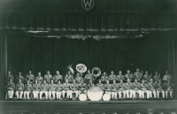 Thumbnail for 'The 1939 WSC Concert Band poses for a photograph in Taylor Hall Auditorium.'