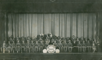 Thumbnail for 'The 1932 WSC Concert Band poses for a photograph in Taylor Hall Auditorium.'
