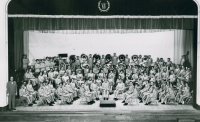Thumbnail for 'A mid-1950s WSC Concert Band poses for a group photograph in Taylor Hall Auditorium, ca. 1954.'