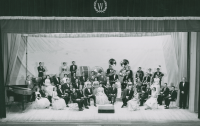 Thumbnail for 'The WSC Concert Band poses for a formal photograph in Taylor Hall Auditorium, ca. 1955.'