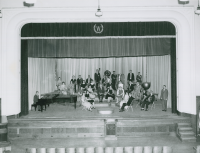 Thumbnail for 'The WSC orchestra poses for a photograph in Taylor Hall Auditorium, ca. late 1950s.'