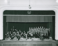 Thumbnail for 'The WSC Mixed Chorus and Orchestra pose for a photograph in Taylor Hall Auditorium, ca. 1961.'