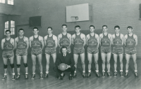 Thumbnail for 'Coach Johnson poses with his 1937 basketball team.'