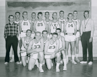Thumbnail for 'This photograph of the 1958-1959 WSC Mountaineer basketball team may be an early-season image, ca. 1958.'
